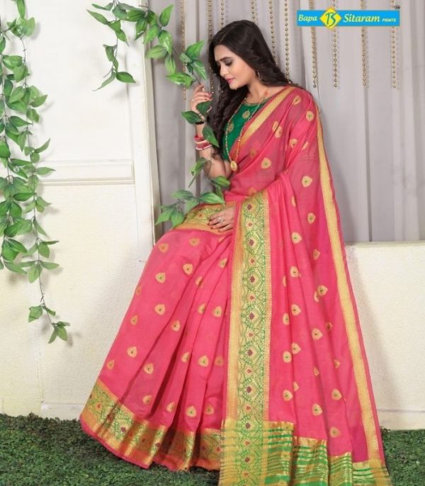 Light Pink Party Wear Saree - Bapasitaram Prints